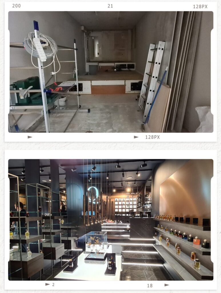 Rénovation parfumerie Genève avant après Avant après rénovation parfumerie Genève par Artip architecte d'intérieur