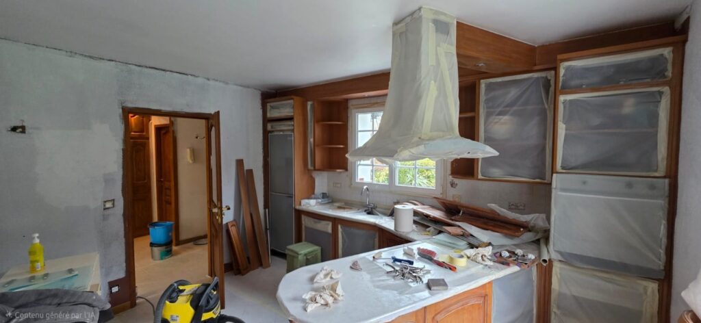 Cuisine en cours de rénovation dans une maison à Étrembières